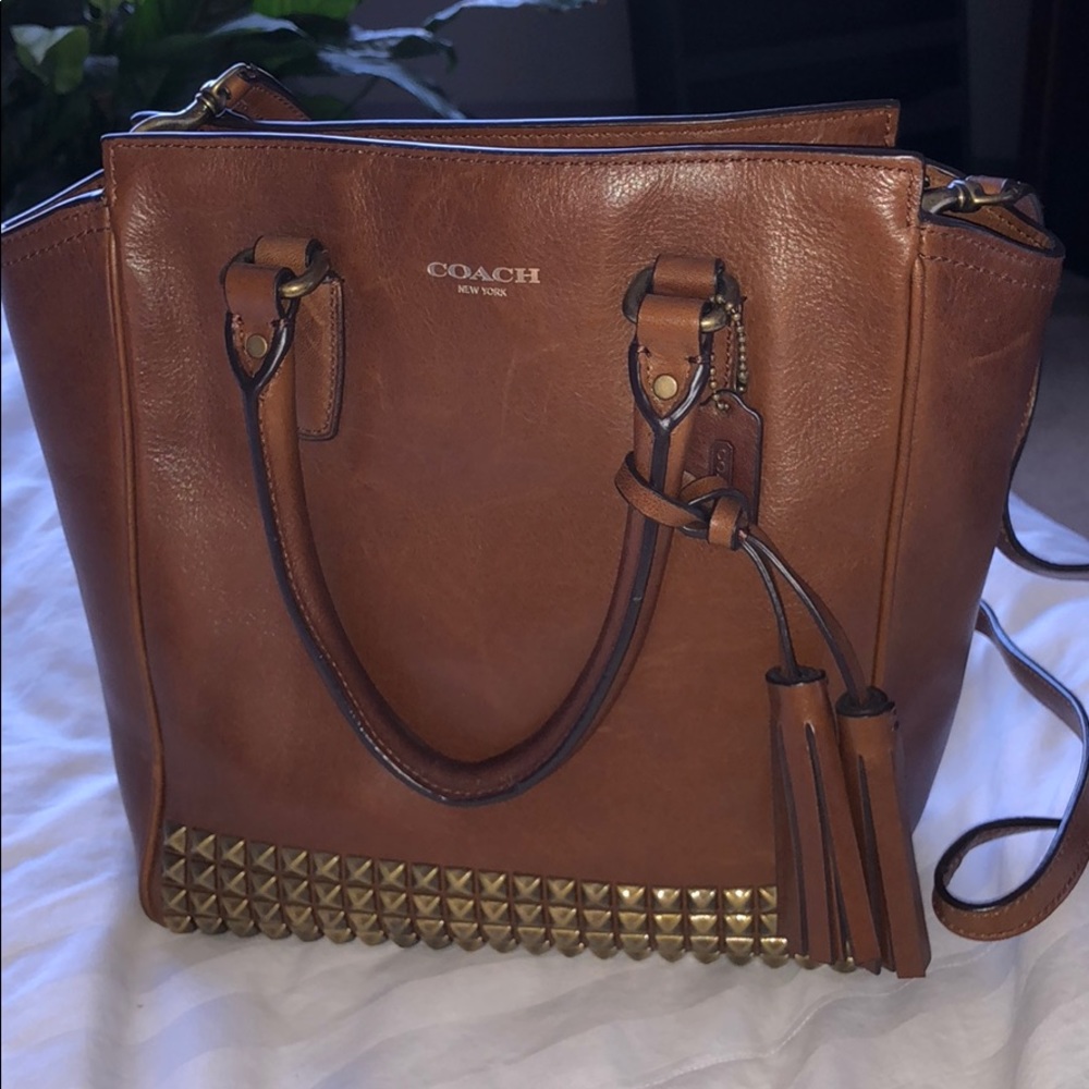 Coach Brown Crossbody Bag with Gold Accents